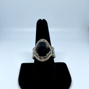 Black & Silver Crystal Accent Ring